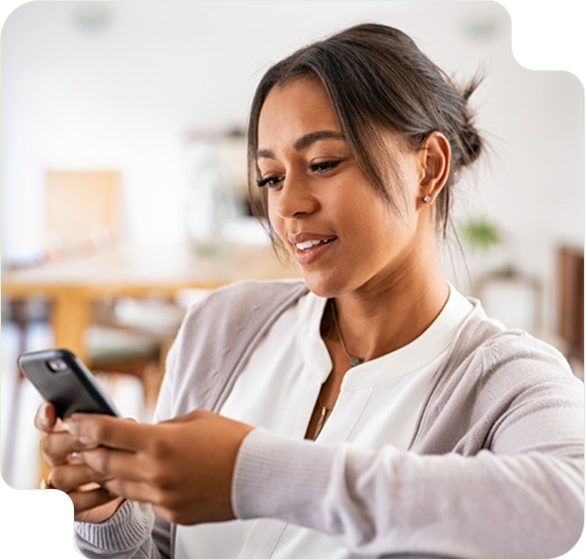 Woman using mobile app